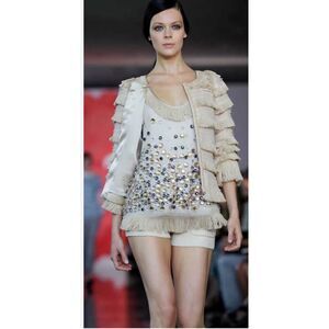 Tory Burch Enid Shell Embellished Tulle Nude Tank, Top Women Size 8‎ NWT